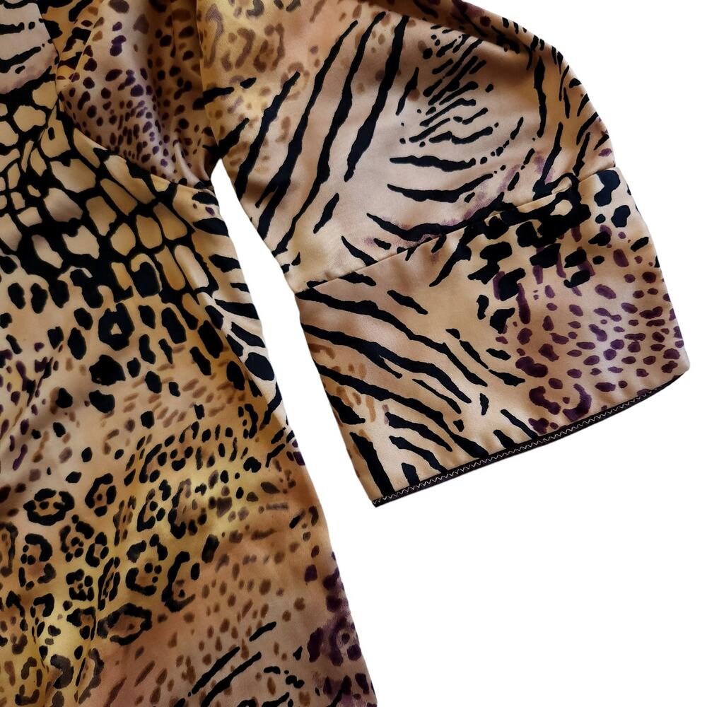NATORI 2 pc leopard animal print silky lounge pajama pjs set crop pants top Sz S - Picture 4 of 10